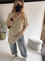 Tričko s čipkou-beige