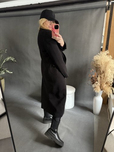 Kabát Jarní ve stylu dlouhého saka-černý