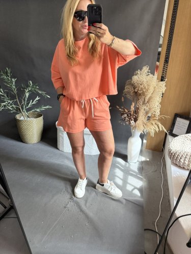 Crop mikina a šortky Gusto-losos