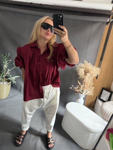 Košile oversize rukáv-vínová