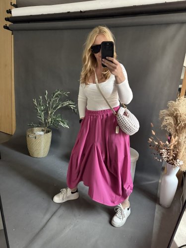 Sukně sun-působí jako kalhoty-růžová