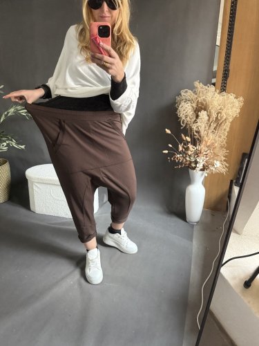 Teplákové nohavice nasrávacie fattale-hnedé