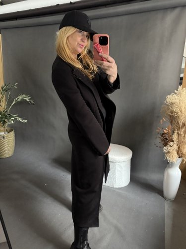 Kabát Jarní ve stylu dlouhého saka-černý