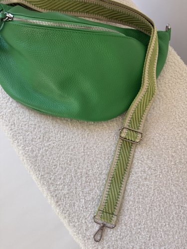 Popruh ku kabelke alebo ku Set Cupholder-strieborné kovanie-Pruh zelený