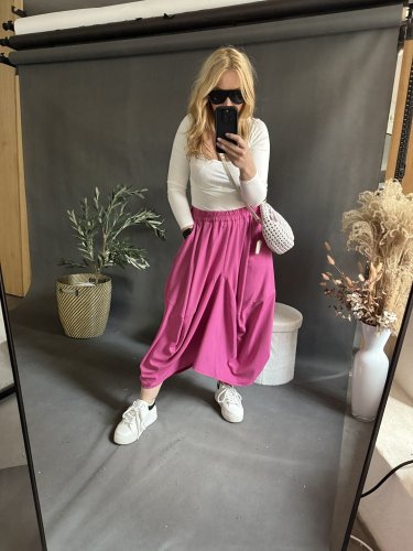 Sukně sun-působí jako kalhoty-růžová