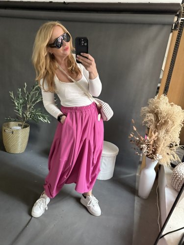 Sukně sun-působí jako kalhoty-růžová