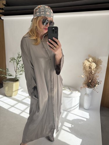 Košeľové šaty viskoza-mocca