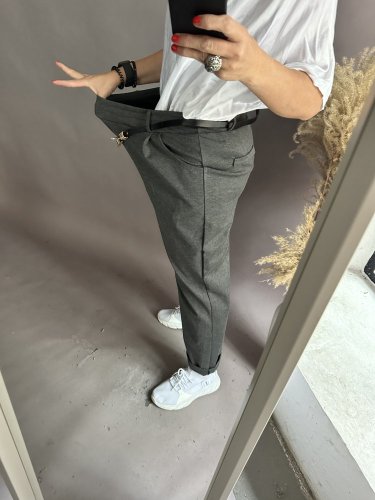 Kalhoty s páskem Berry -šedé