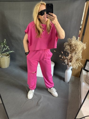 Tepláková súprava Crop-fuchsie