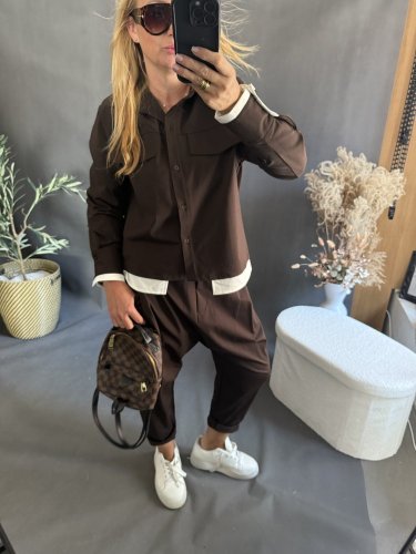 Kabátek Sun 2v1 s košilí-hnědý