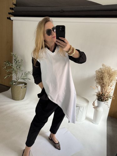 Tričko asymetrické-biele