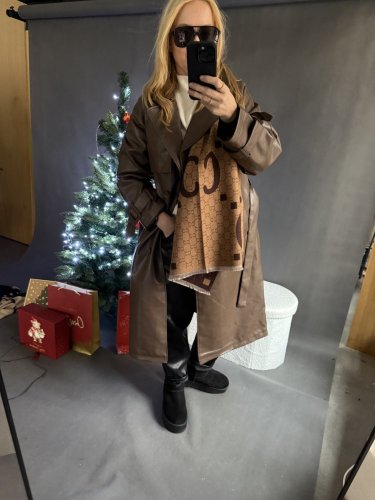 Koženkový Trenchcoat  Rosso-hnědý