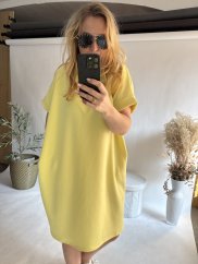 Šaty basic strihu nekrčivé neoprén oversize-žlté
