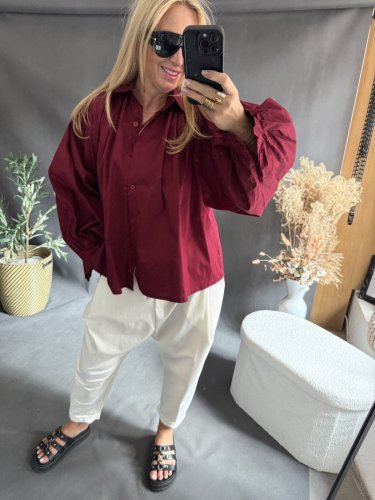 Košile oversize rukáv-vínová