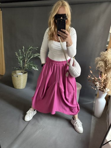 Sukně sun-působí jako kalhoty-růžová