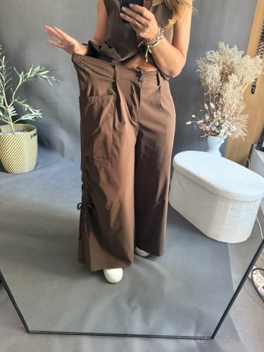 Nohavice so šnúrkou Sun hnedé