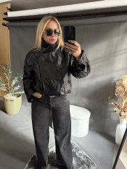 Koženková bunda golier