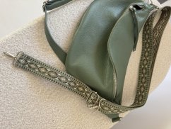Popruh ke kabelce nebo ke Cupholder-stříbrné kování-Maroko tmavě zelený