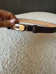 Opasok kožený posuvný so zlatou sponou-bordeaux