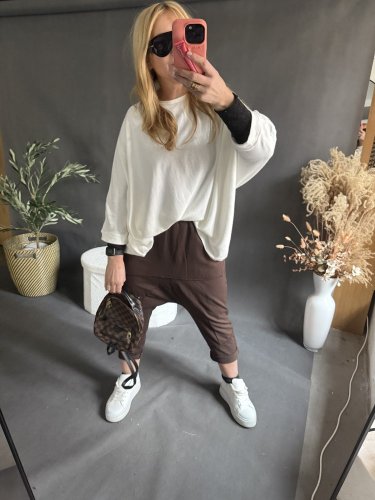 Teplákové nohavice nasrávacie fattale-hnedé