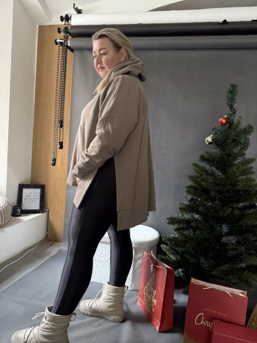 BODYSLIM LEGÍNY S PROŠITÍM - ČERNÁ - Velikost: XL