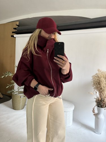 Bunda Collar s kapucí bordeaux- predobjednavka