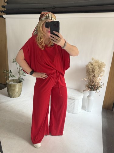 Set Pamy-dlhé tričko-čiervený