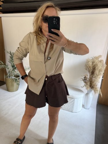 Košile knoflíky a stojáče SUN-béžová
