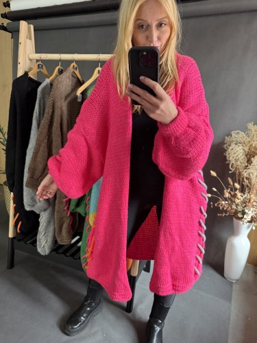 Oversize Cardigan Colours-růžový