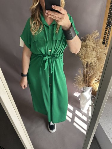 Šaty ve stylu košile Newlife-zelené