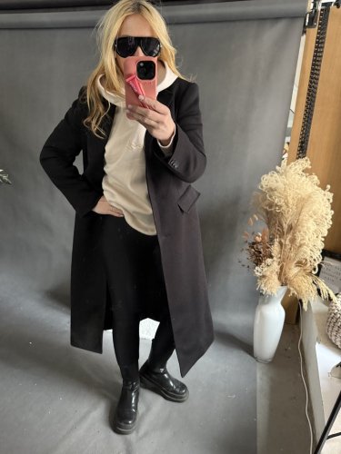 Kabát Jarní ve stylu dlouhého saka-černý
