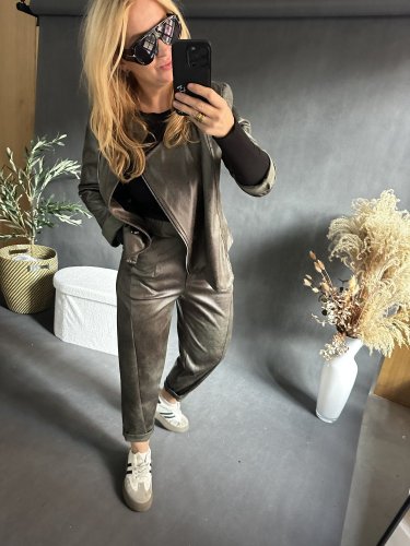 Kabátek SUN leather/semiš optika-zelená