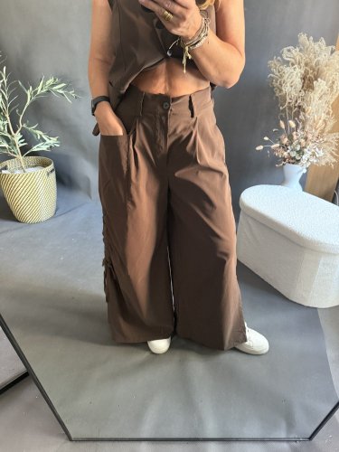 Nohavice so šnúrkou Sun hnedé