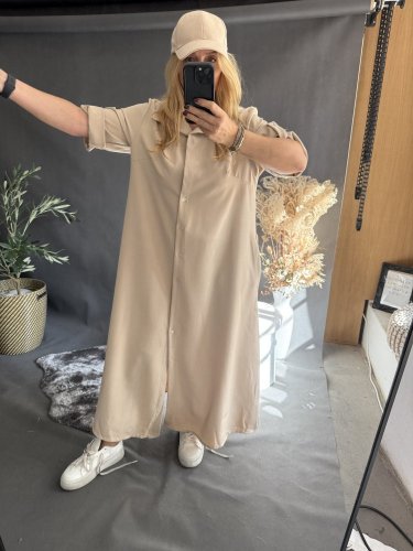 Šaty košilové dlouhé béžové