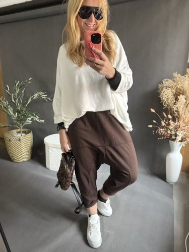 Teplákové nohavice nasrávacie fattale-hnedé