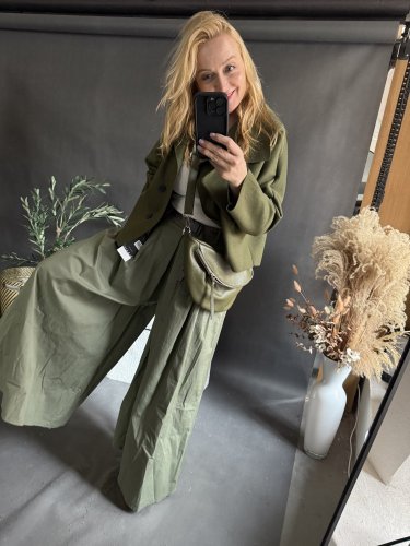 Kalhoty Pantagonna ve stylu sukně -khaki