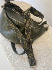 Popruh ke kabelce nebo ke Cupholder-stříbrné kování-Vzor khaki