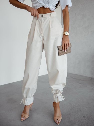 Nohavice v štýle Jeans krémové-veľkosť 36 a 38