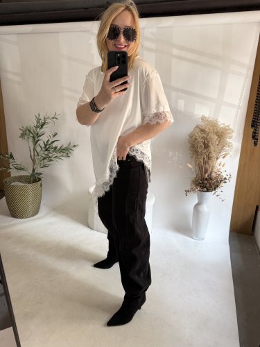 Tričko s krajkou-bílá