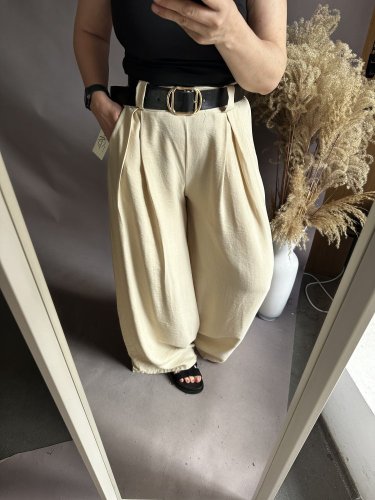 Kalhoty Spain-široké nohavice-béžové