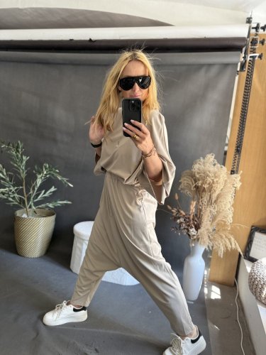 Kalhoty nasrávací Tencil-béžová