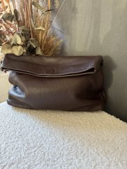 Kabelka kožená - lístoček-hnedá