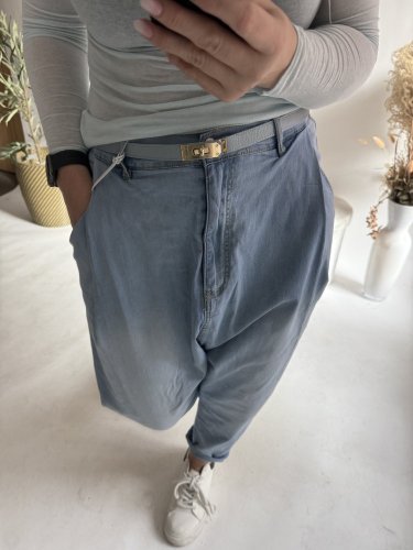 Pásek kožený posuvný se zlatou sponou-modrý