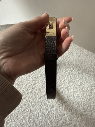 Pásek kožený posuvný se zlatou sponou-tmavě hnědé