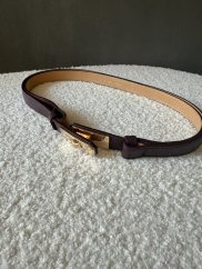 Opasok kožený posuvný so zlatou sponou-tmavo hnědý