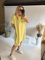 Šaty basic strihu nekrčivé neoprén oversize-žlté