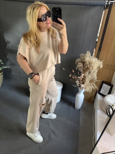 Tepláková súprava Crop-béžová