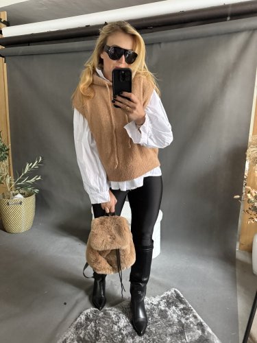 Vesta pletená Maille-cihlová