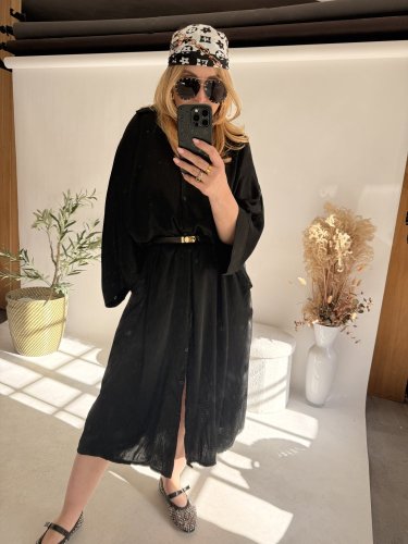 Košeľové šaty viskoza-čierné