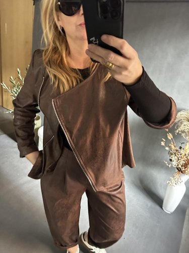 Kabátek SUN leather/semiš optika-hnědá